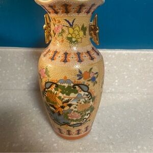 Vintage 8" Japanese Moriage style Bud Vase Elegant Floral Ceramic Vase